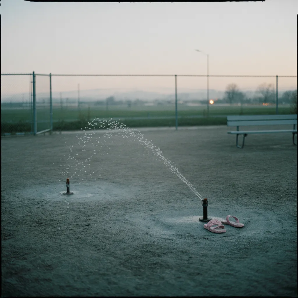 空蕩的嬉水公園，水柱還在噴，一雙粉色涼鞋留在原地——Haidt 的「放手建議」對 Debra 這種家長是陷阱多過建議