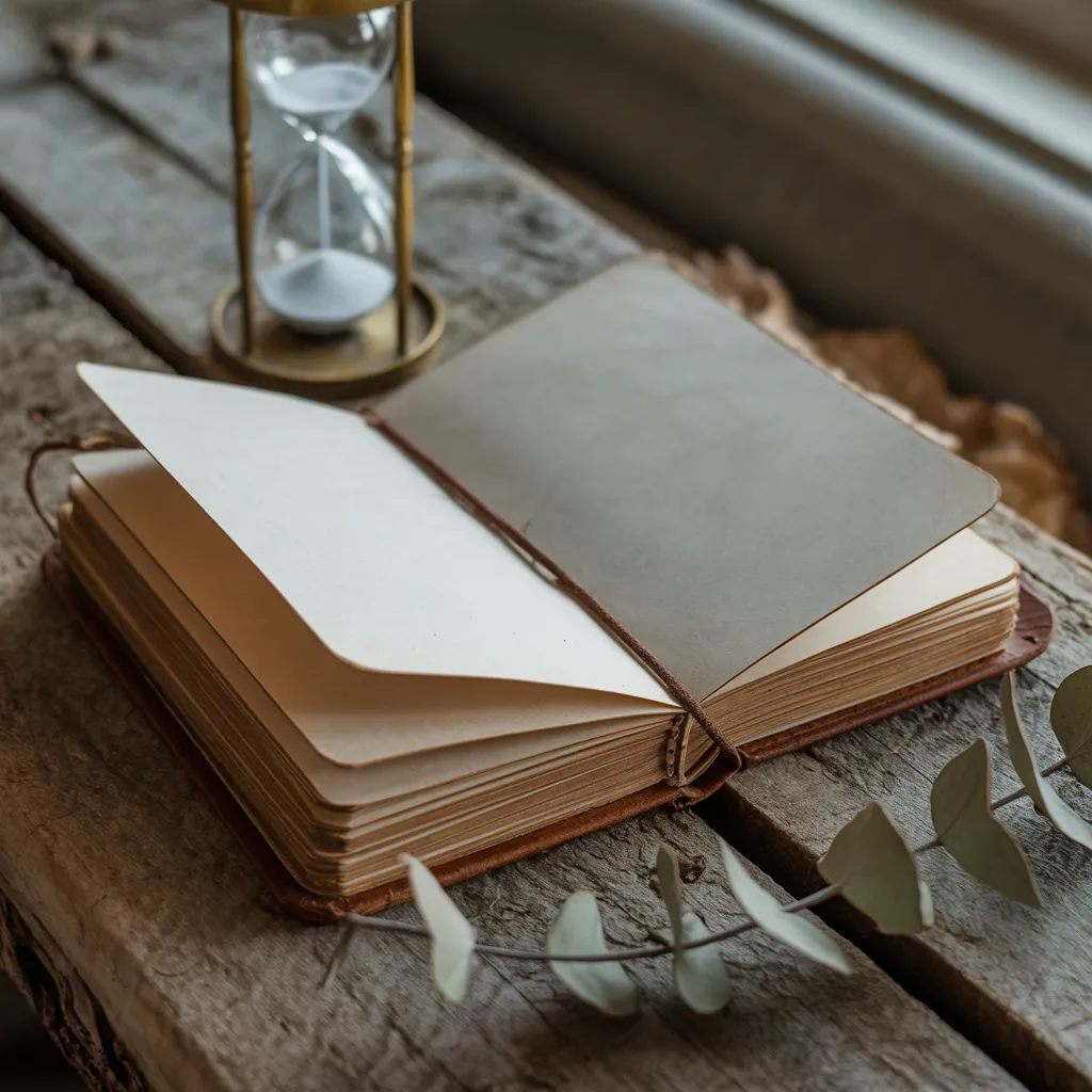 時間沙漏與筆記本