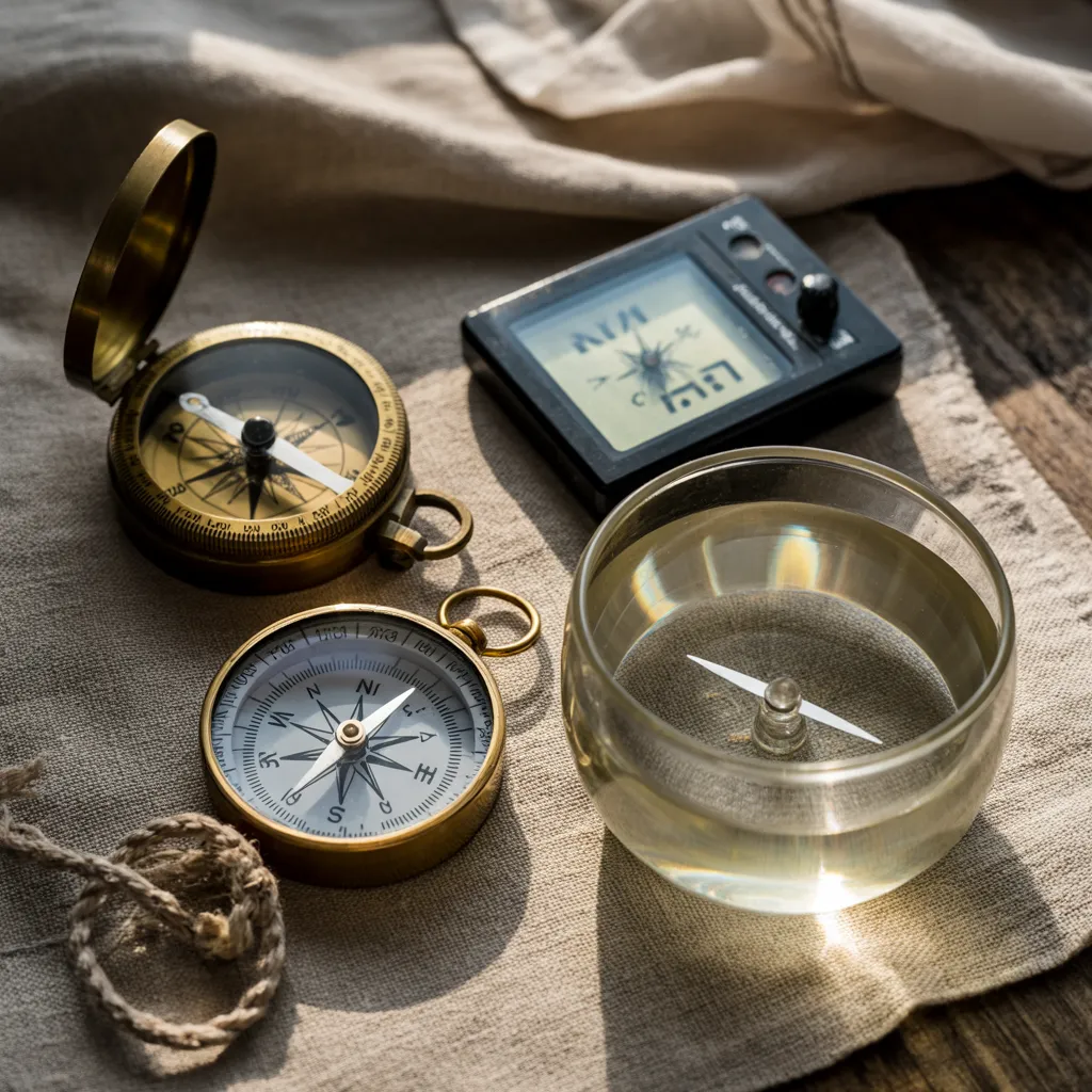 四個指向不同方向的指南針